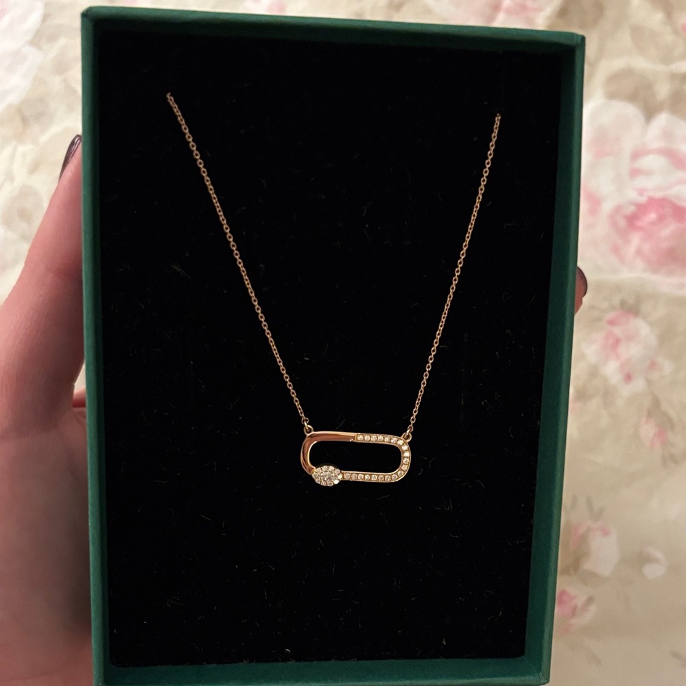 Luxo 14k Rose Gold Marquise Diamond pave necklace NEW IN BOX